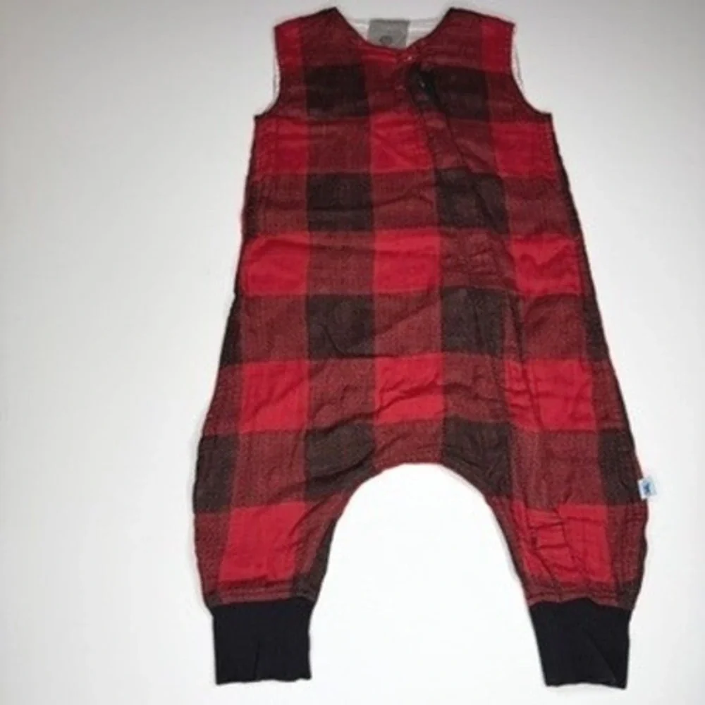 Little Unicorn Cotton Muslin Romper‎ Red Plaid Medium NWT